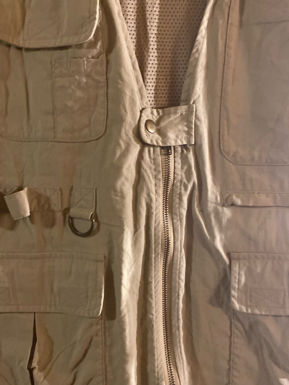 TravelSmith Light Beige Utility Vest with Front Zipper